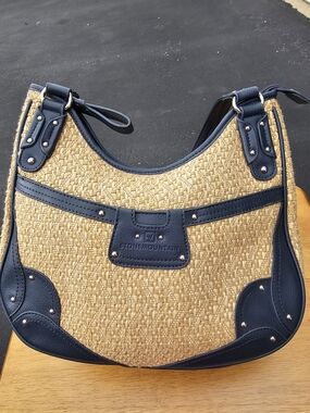 Stone Mountain Accessories Navy & Natural Woven Shoulder Hobo